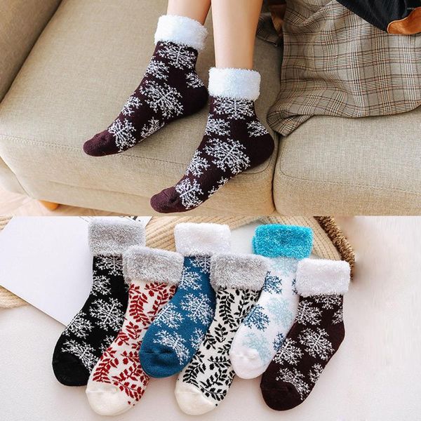 Calcetines para hombres Deportes de baloncesto para hombres Esquí engrosado y terciopelo Invierno Piso cálido Navidad para mujer Lana