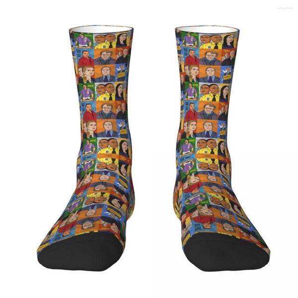 Chaussettes pour hommes, personnages en mosaïque, bas de haute qualité, accessoires toutes saisons, cadeaux de noël unisexes