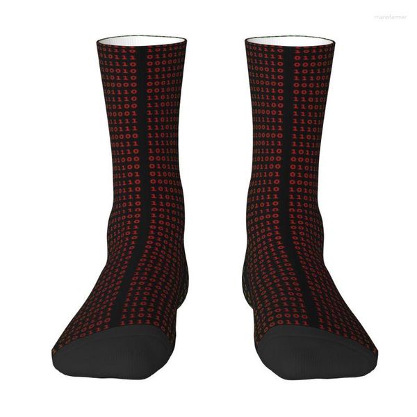 Chaussettes Homme Binaire Vert Et Rouge Avec Espaces Codeur 3D Imprimé Programmeur Hacker Code Science Ordinateur Codage Basketball Sports