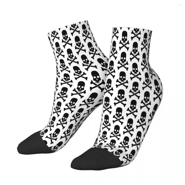 Chaussettes pour hommes Tête de mort noire et os croisés Bones Skeleton Souls Cheville Homme Homme Femme Bas d'hiver Polyester