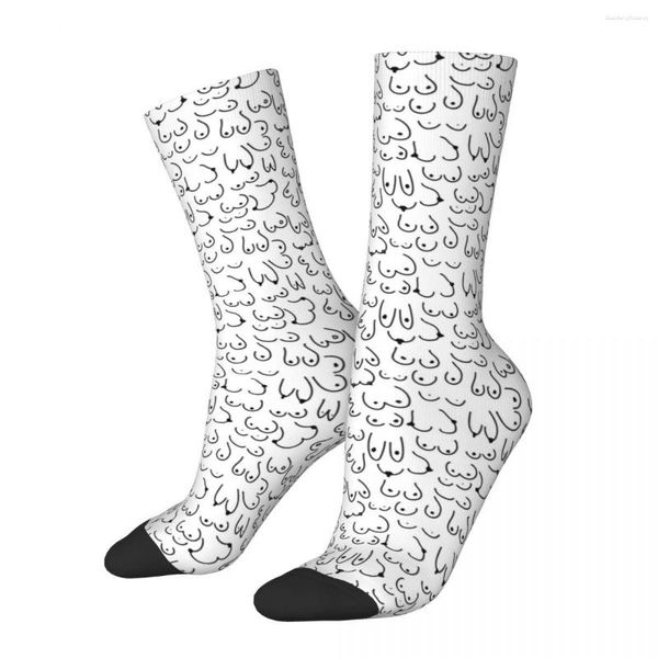 Chaussettes pour hommes Boobs Cute Liork Line Art 3D Print Funny Harajuku Unisex Middle Tube