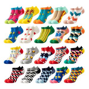 Herensokken Ademend zweet Geometrisch Grappige Invisible Summer Low Cute No Show Designer Women Men Boat Happy Short Cartoon Fancy Ankle Socks T221011