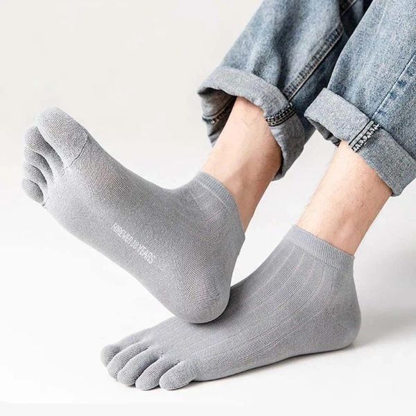 Chaussettes pour hommes respirant mince absorbant la sueur coton femmes rayé cinq doigts sport bonneterie fendu orteil hommes