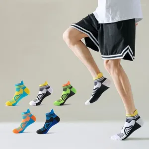 Chaussettes pour hommes couleurs vives la cheville antidérapante coton humide mâle masculine de serviette déodorante sports de fond