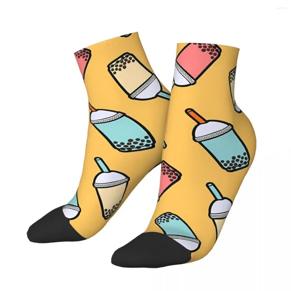 Chaussettes pour hommes motif bulle cheville lait unisexe Hip Hop sans couture imprimé drôle chaussette basse cadeau