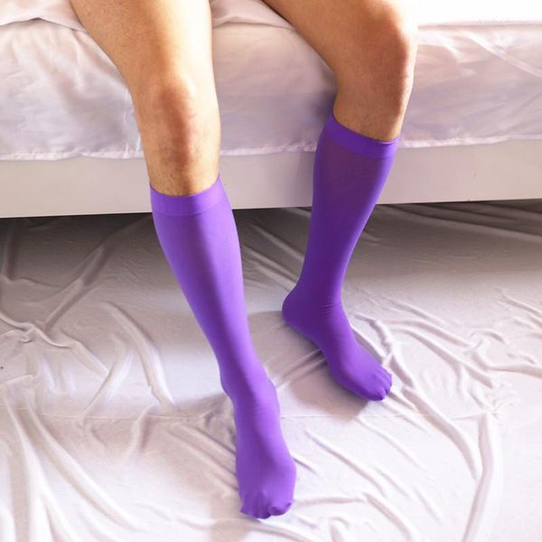 Chaussettes pour hommes, bas hauts pour hommes d'affaires, Sexy, étudiant, couleur bonbon, sport, basket-ball, chaussettes amusantes, noël