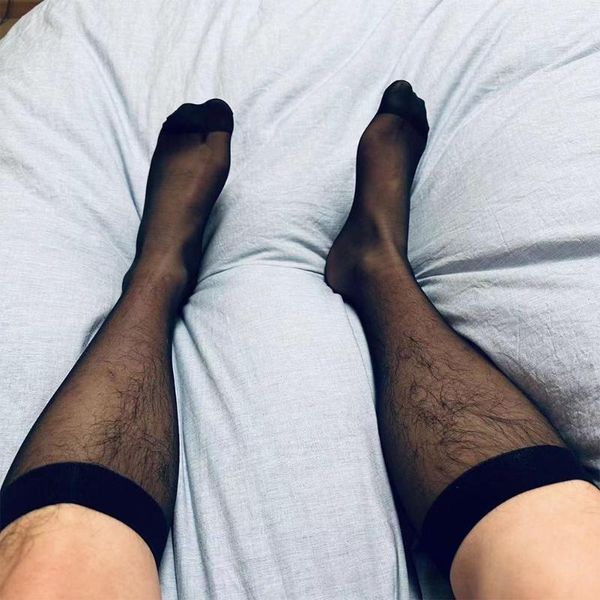 Chaussettes pour hommes affaires hommes robe rayée 1 paire Ultra mince respirant transparent hommes formel soie Gay mâle Sexy