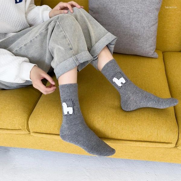 Calcetines para hombres dibujos animados alpaca divertida casual deportes algodón algodón moda transpirable hiphop