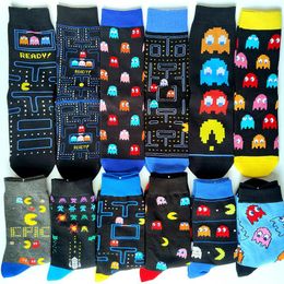 Calcetines para hombres Dibujos animados Pakkuman Hombres Pac-Man Juego Deportes Algodón Baloncesto Skateboard Ins Tide Eat Beans GameMen's