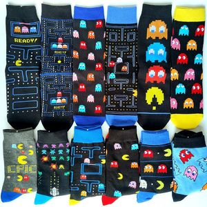 Chaussettes pour hommes dessin animé Pakkuman hommes Pac-man jeu sport coton basket-ball planche à roulettes Ins marée manger des haricots GameMen's