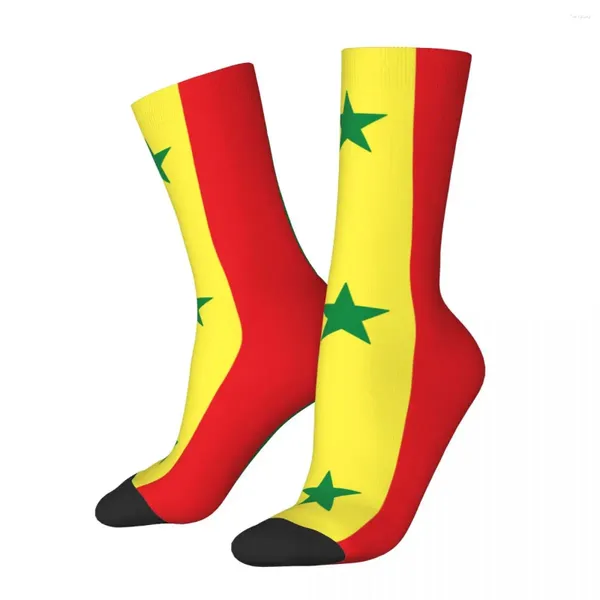 Chaussettes pour hommes Casual Le drapeau du Sénégal Skateboard Polyester Tube moyen Pour Unisexe Antidérapant