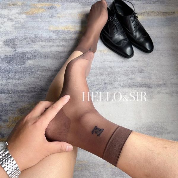 Calcetines para hombres Carácter E Letra Vestido de encaje Vestido elegante Atractivo sexual Antiguo Estilo vintage Sedoso Nylon transparente