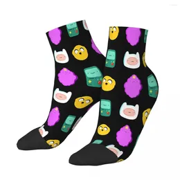 Chaussettes pour hommes personnages Finn et Jake BMO dessin animé cheville hommes femmes bas d'été imprimés