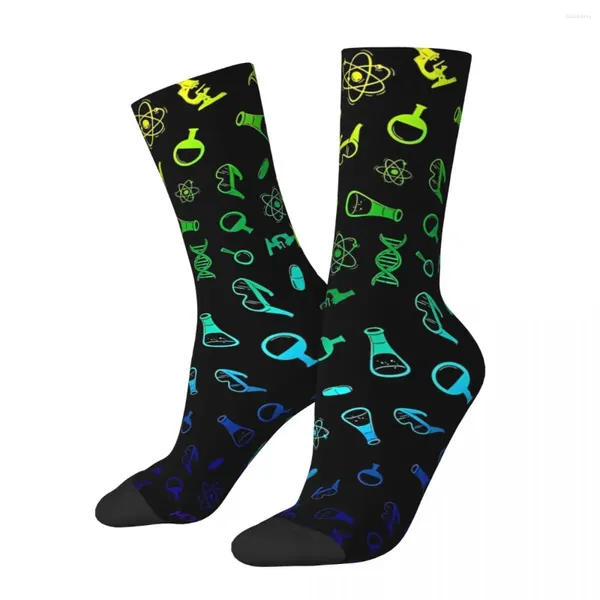 Calcetines de hombre Patrón de química con colores del arco iris Ciencia Unisex Hip Hop Sin costuras Impreso Crazy Crew Calcetín Regalo