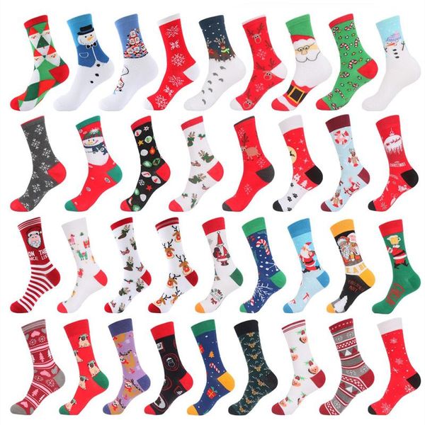 Chaussettes pour hommes noël mignon Candy Cane Elk arbre unisexe dessin animé 2022 mode tendance hommes cadeau chaussettes hommes