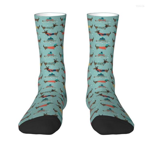 Chaussettes homme Noël teckel chien motif hommes équipage unisexe Kawaii blaireau saucisse printemps été automne hiver robe