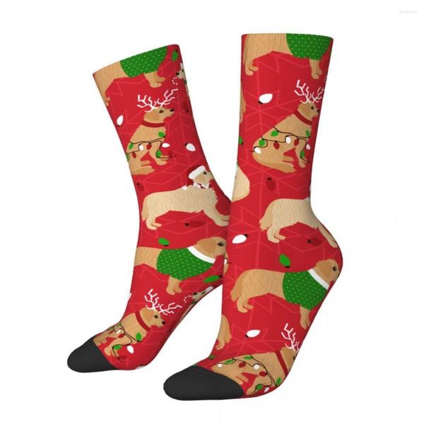 Chaussettes Homme Noël Golden Retriever Chien Homme Femme Polyester Mode Fou Printemps Eté Automne Hiver Bas Cadeaux