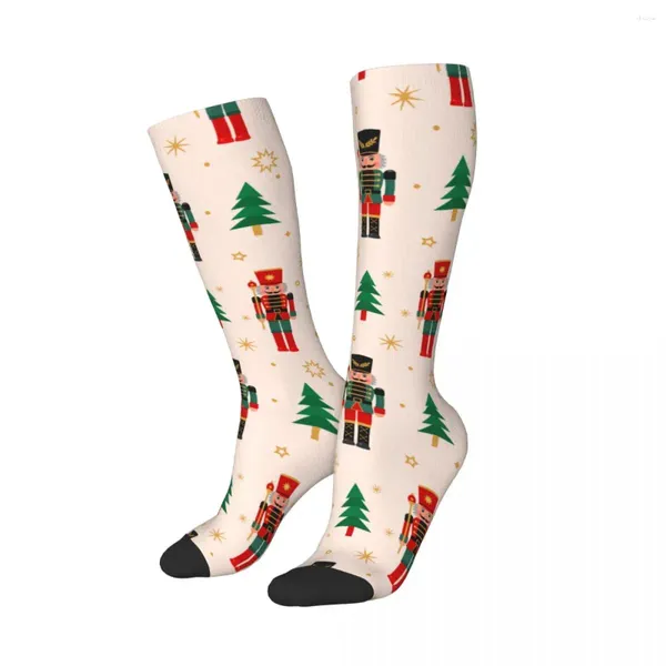 Calcetines para hombre, muñecos de Cascanueces de Navidad, producto largo antideslizante, árboles de Navidad, medias de invierno cálidas para hombre