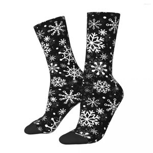 Chaussettes pour hommes flocons de neige de noël hommes femmes drôle heureux haute qualité printemps été automne hiver moyen Tube cadeaux