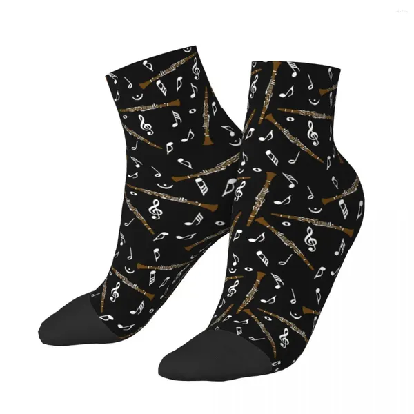 Chaussettes pour hommes, clarinette, cheville, Notes de musique, unisexe, motif Harajuku imprimé, chaussettes basses folles, cadeau