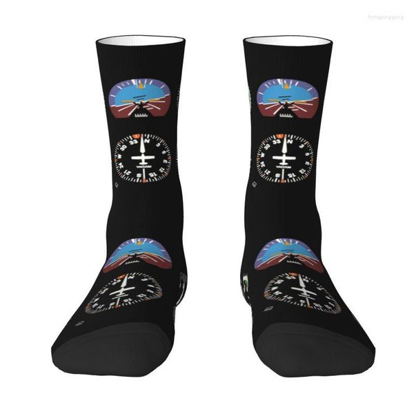 Chaussettes pour hommes Cockpit Six cadrans simulateur de vol pilote hommes équipage unisexe mignon 3D imprimé avion avion robe