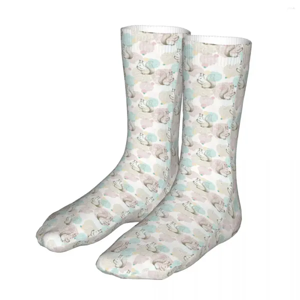 Chaussettes masculines colorées joyeuses drôles squirrel en polyester féminin animal mode animal fou printemps été cadeau d'hiver