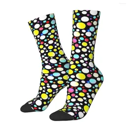 Calcetines de hombre Lunares de colores sobre fondo negro Unisex Invierno Cálido Happy Street Style Crazy Sock