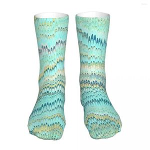 Calcetines de hombre textura peinada libro guarda azul claro 1800s mármol jaspeado diseño jaspeado Parttern calcetín hombres mujeres medias de poliéster