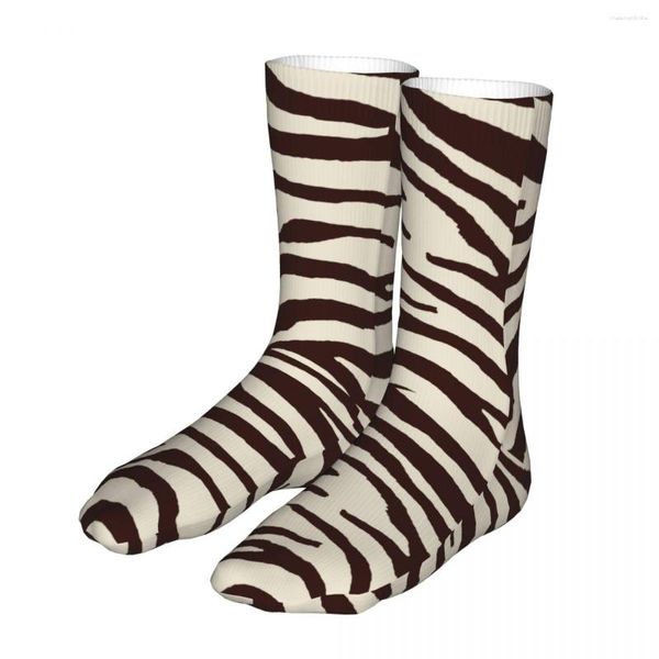 Calcetines de hombre Compresión Marrón Zebra Animal Patrón Mujeres 2023 Hombres Bicicleta