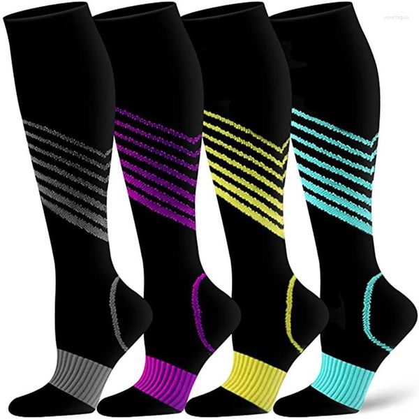 Chaussettes à Compression pour hommes et femmes, 20-30mmhg, course à pied en plein air, sport, entraînement gradué, récupération, cyclisme, voyage