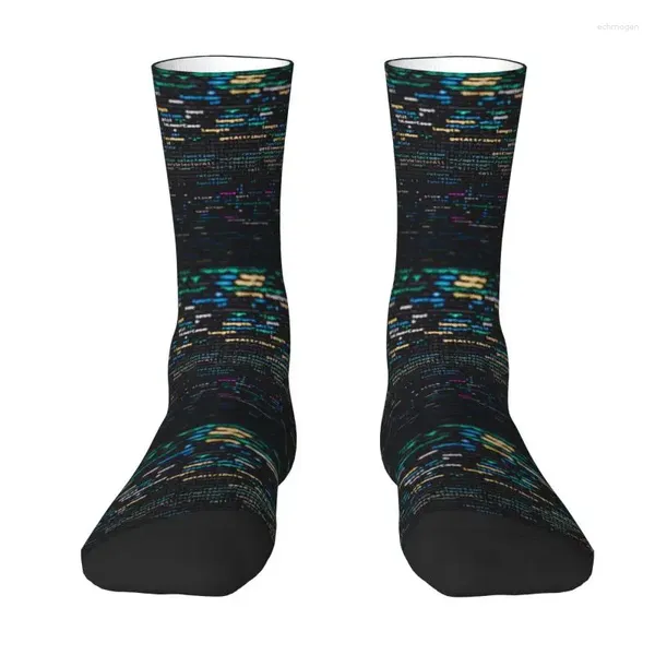 Chaussettes pour hommes Cool Mens Programming Programming Code Dress Unisexe Breathbale Warm 3D Printed Science Hacker Coder Crew