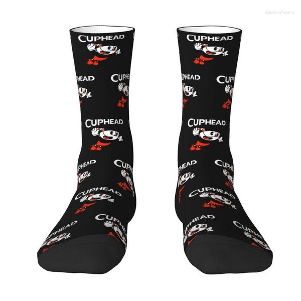 Chaussettes pour hommes Cool Mens Cuphead Dress Unisex Breathbale Warm 3D Printing Cartoon Game Crew