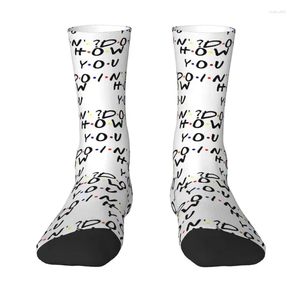 Chaussettes pour hommes Cool Mens How You Doin Dress Unisexe Chaud Confortable Imprimé 3D Friends Crew