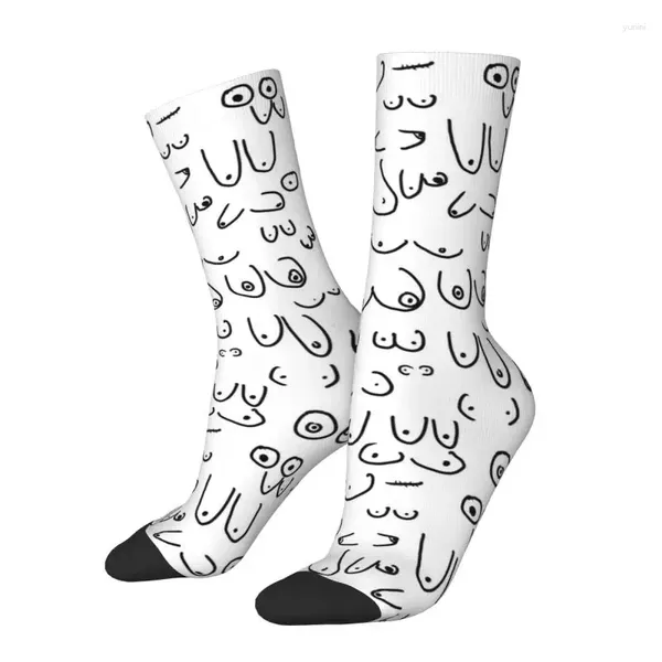 Chaussettes pour hommes cool imprimés mignons seins liork Line Art For Women Men Stretch Summer Automne Hiver Crew