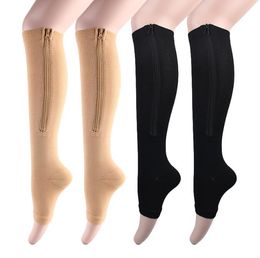 Chaussettes pour hommes chaussettes de Compression en cuivre bas fermeture éclair avec fermeture éclair genou haute varices chaussettes de Compression médicale en cuivre