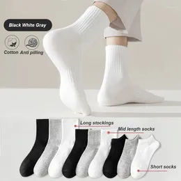 Chaussettes masculines coton robe de commerce des hommes longs courts doux respirant de printemps été chaussette blanche noire pour homme 5 paires / lot