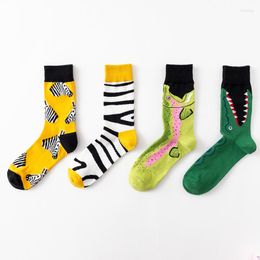 Heren sokken katoen mannen lange zebra krokodil funnny herfst dames winter crew European lovers gelukkige karakter sockken