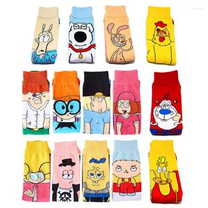 Heren sokken katoen damesmannen grappige cartoon schattige anime nieuwigheid hond harajuku hiphop kleurrijk streetwear long sok cadeau