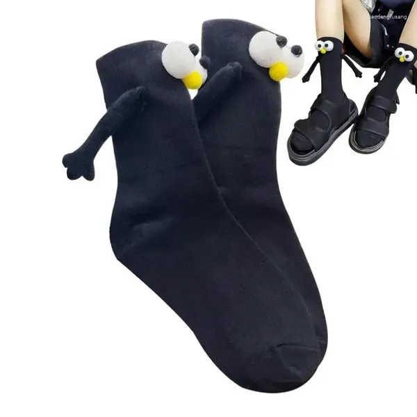 Chaussettes pour hommes Couples Nouveauté 3D Poupée Tenir la main Forte Ventilation Résistant à la déchirure Couple Magnétique Mi-mollet Pour Femmes