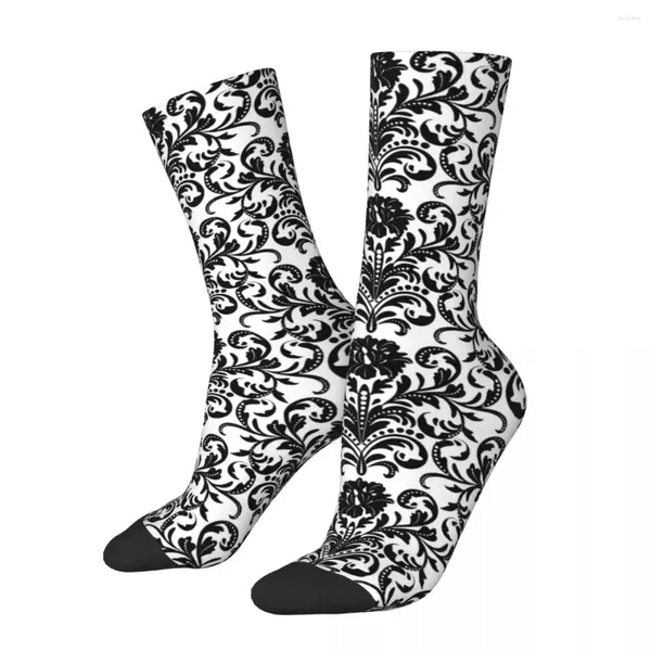 Calcetines para hombres Compresión loca Calcetín en blanco y negro para hombres Harajuku Paisley Patrón de calidad de calidad Casual