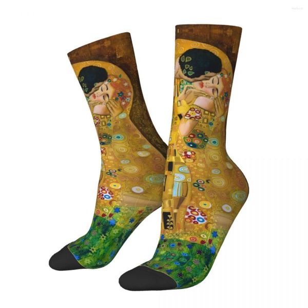Chaussettes pour hommes Design fou Gustav Klimt Inspiré Art abstrait Sports Crew Mignon Long Accessoires Idée cadeau de Noël pour unisexe