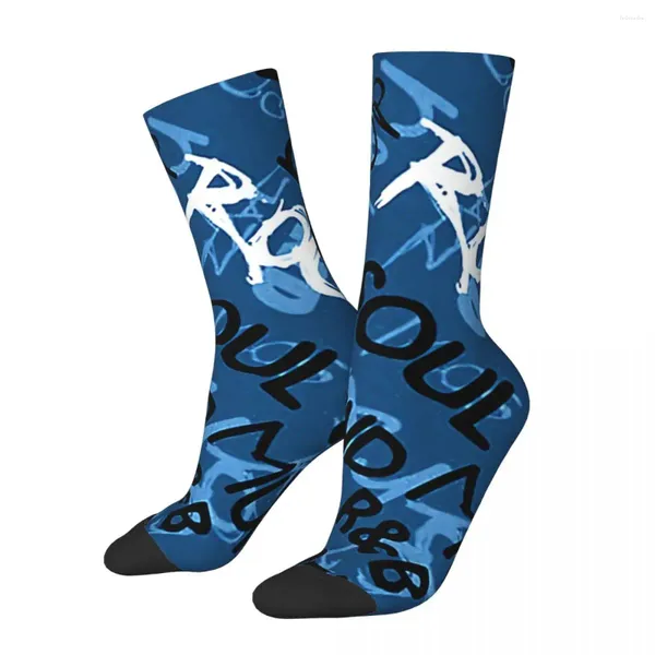 Chaussettes pour hommes Crazy Sock pour hommes Bleu R et B Ext Hip Hop Vintage Music Pattern Art Imprimé Boys Crew Nouveauté Cadeau