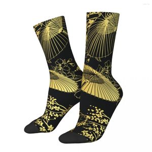 Calcetines para hombre, calcetín loco para hombre, flor dorada, diseño tradicional, Hip Hop, patrón de estilo japonés, equipo impreso, regalo novedoso