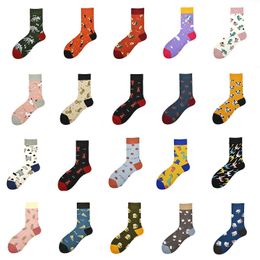 Chaussettes pour hommes Creative dessin animé animal fruit nourriture chaussettes licorne dinosaure perroquet tigre motif avocat homme heureux mignon mode skate T221011