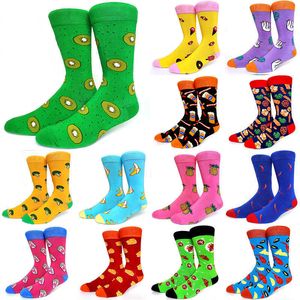 Chaussettes masculines couples créatifs équipage de fruits de fruit de fruits chilis chili heureux drôle coton coton harajuku cool coloré hommes t221011