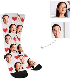 Heren sokken aangepaste nieuwigheid divvy up grappige print paren hond gepersonaliseerd je gezicht po on sock crew unisex voor mannen vrouwen