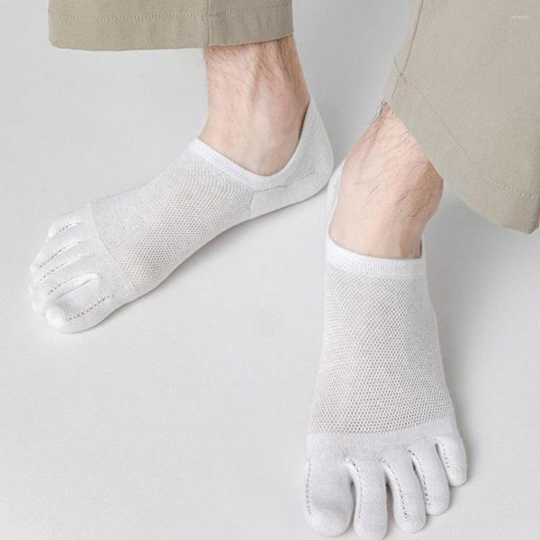 Calcetines para hombres Lindo Antifricción Pie Sudor Absorción Transpirable Malla de algodón fino Producto de boca poco profunda Cinco dedos