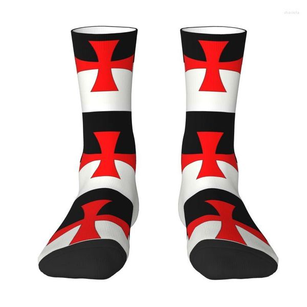 Calcetines de hombre lindos caballeros templarios bandera mujeres hombres cálido 3D impreso Guerrero Medieval cruzadas deportes cruzados baloncesto