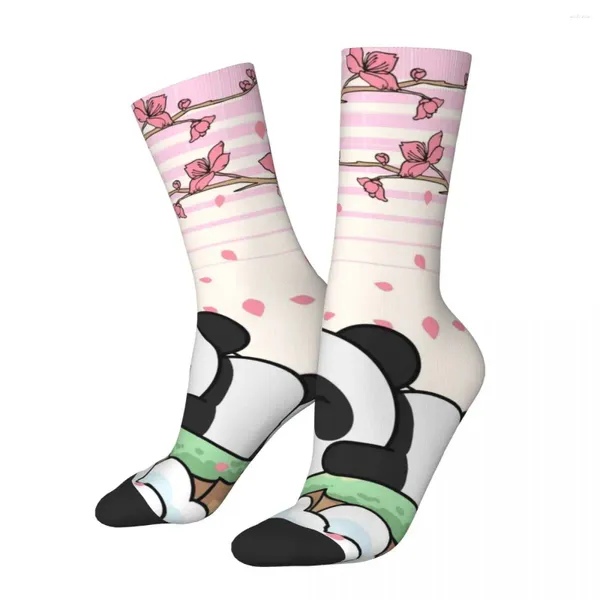 Chaussettes pour hommes mignon Panda fleur de cerisier fou unisexe Ailuropoda Melanoleuca Harajuku sans couture imprimé Happy Crew chaussette garçons cadeau