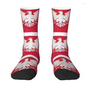 Chaussettes pour hommes mignon imprimé royaume de Pologne drapeau pour femmes hommes Stretch été automne hiver Crew